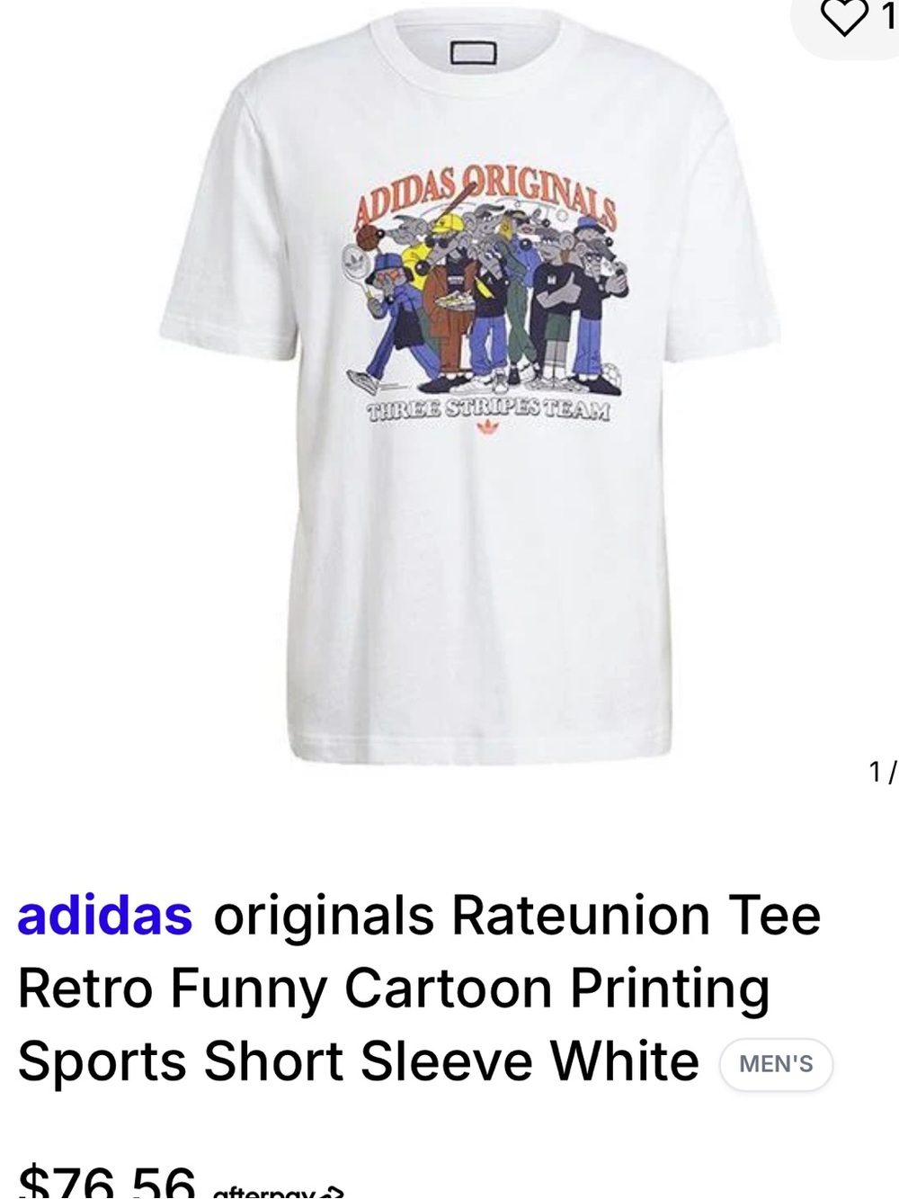 adidas White Cartoon Rateunion Team Graphic Tee